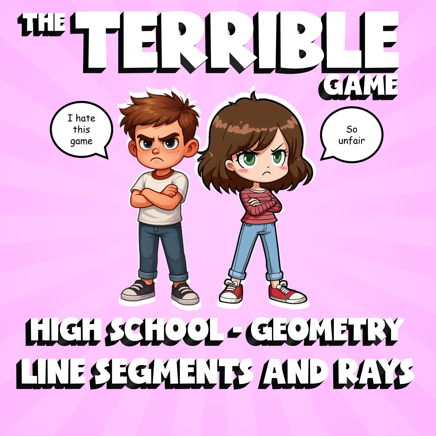 Line Segments and Rays THE TERRIBLE GAME - No Prep Geometry Math Review Activity