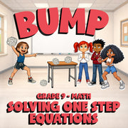 Solving One Step Equations BUMP Math Game - No Prep Grade 9 Review Activity