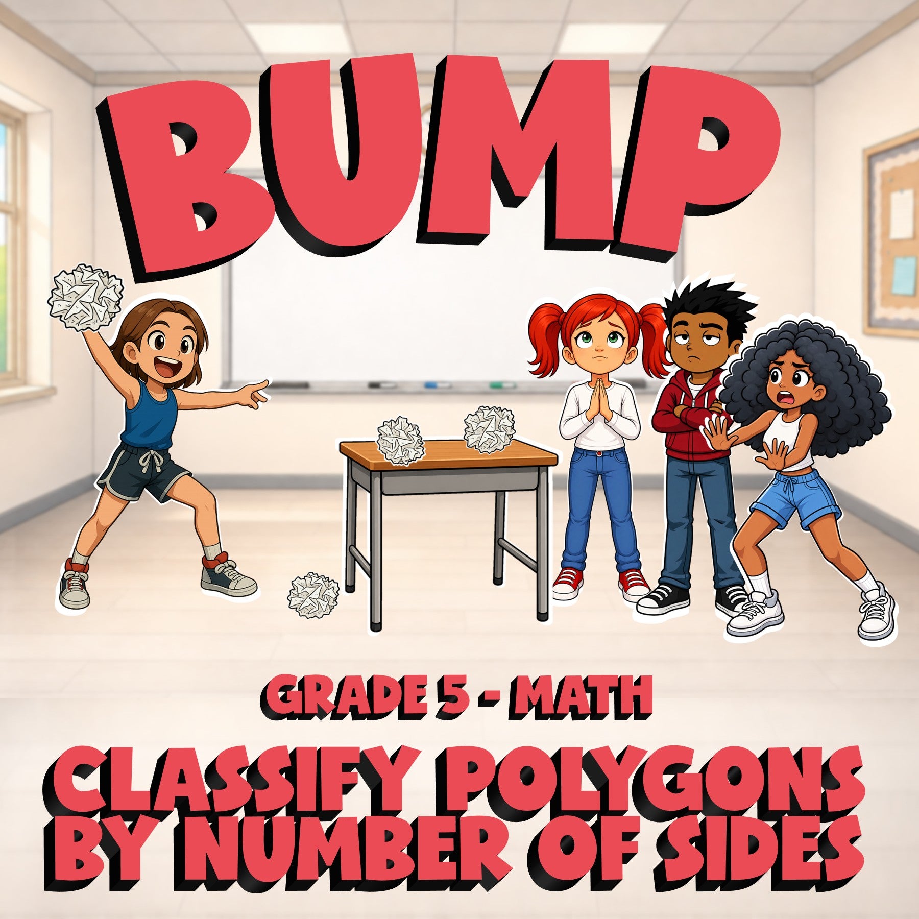 Classify Polygons by Number of Sides BUMP Math Game - No Prep Grade 5 Review