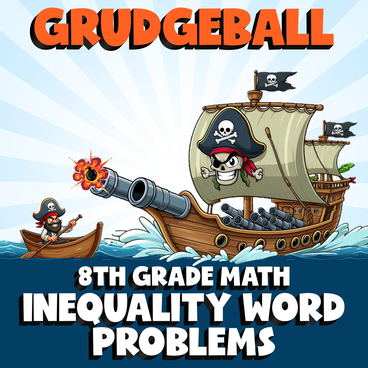 Inequality Word Problems GRUDGEBALL Math Game - No Prep Grade 8 Review Activity