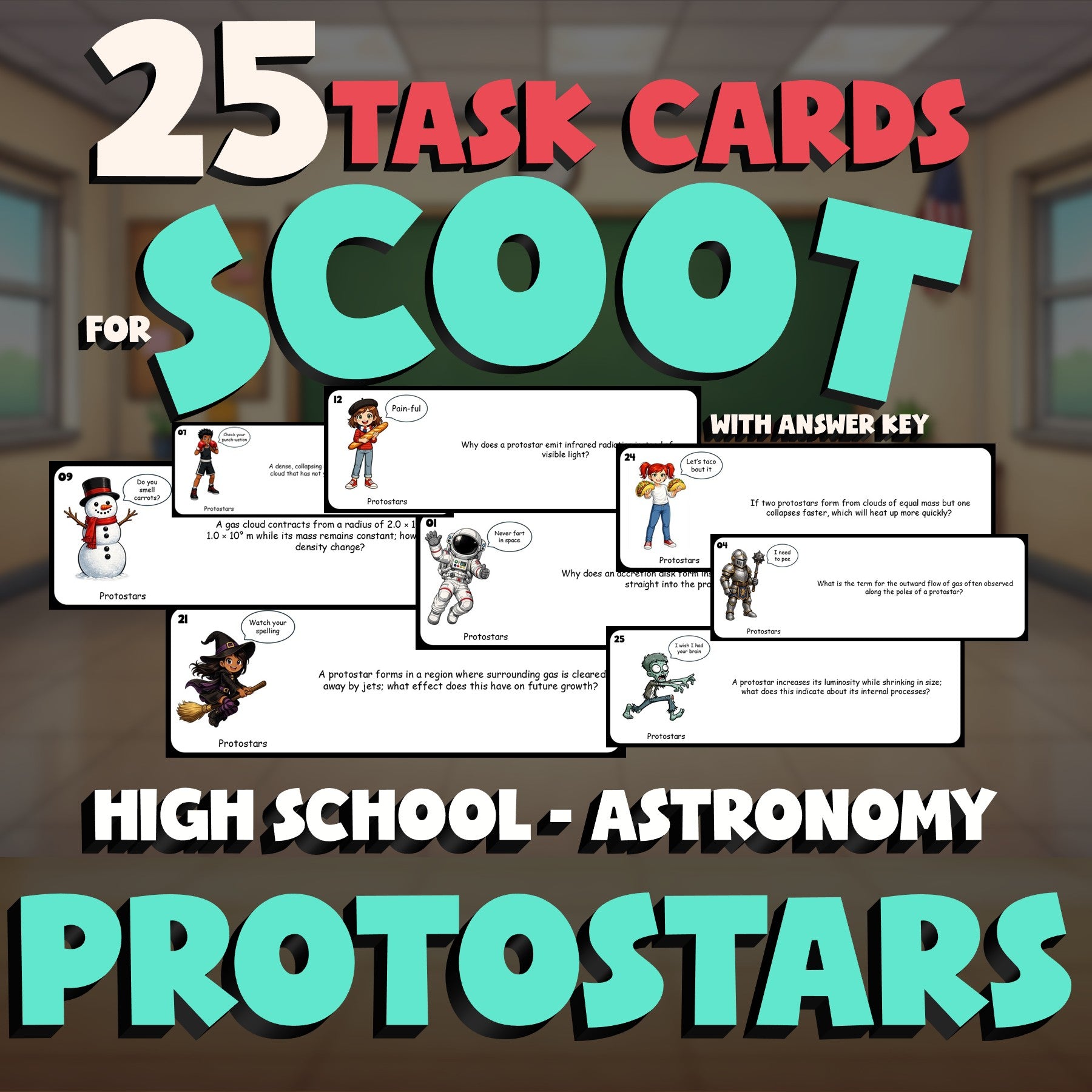 Protostars SCOOT TASK CARDS Science Game - No Prep Astronomy Review Activity