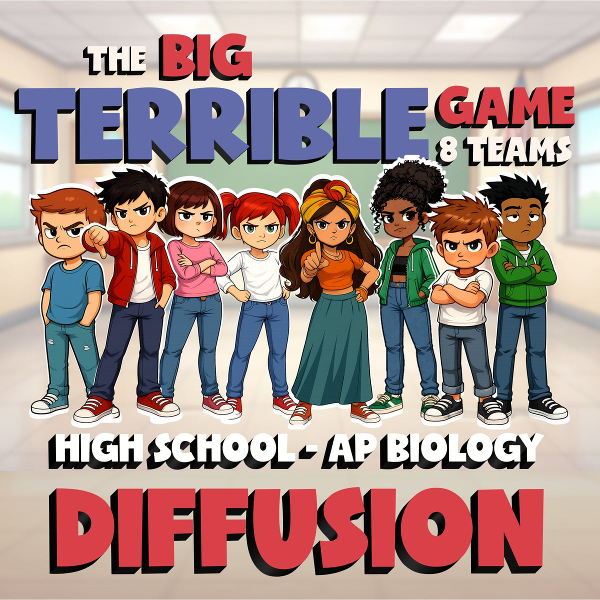 Diffusion BIG TERRIBLE GAME - No Prep AP Biology Science Review Activity