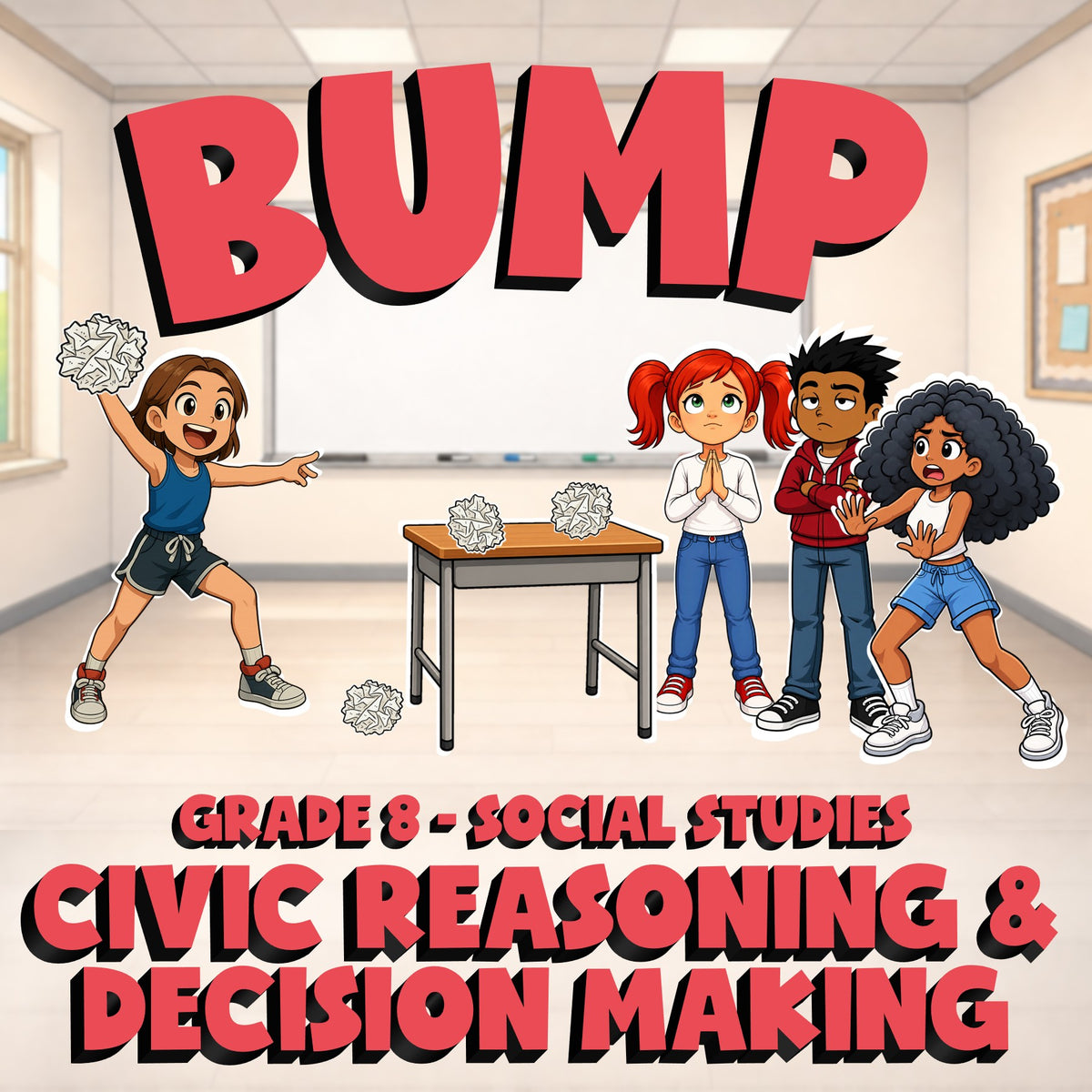 Civic Reasoning & Decision Making BUMP Socials Game - No Prep Grade 8 Review