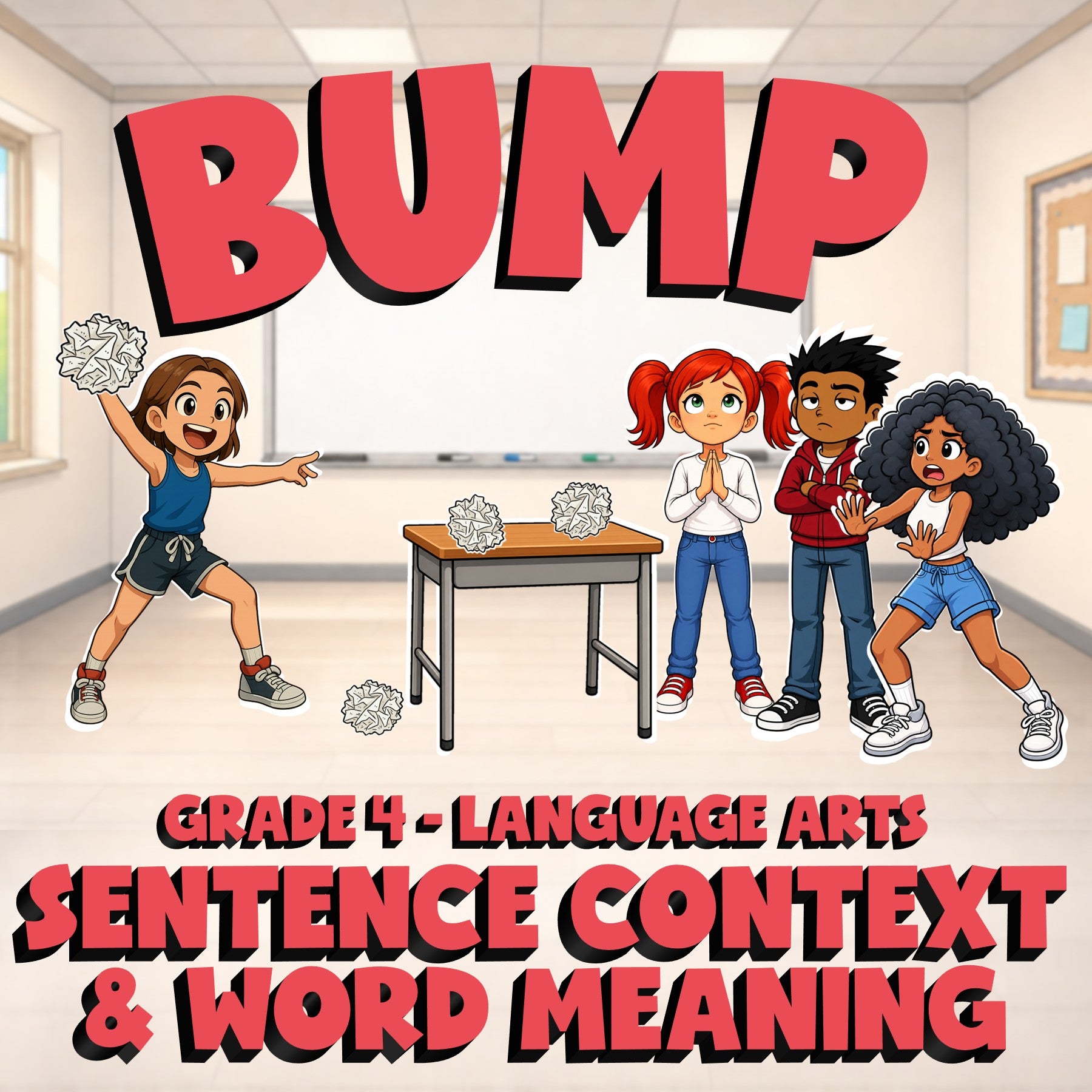 Sentence Context & Word Meaning BUMP ELA Game - No Prep Grade 4 Review Activity