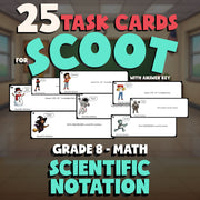 Scientific Notation SCOOT TASK CARDS Math Game - No Prep Grade 8 Review Activity