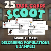 Describing Populations & Samples SCOOT TASK CARDS Math Game - No Prep Grade 7