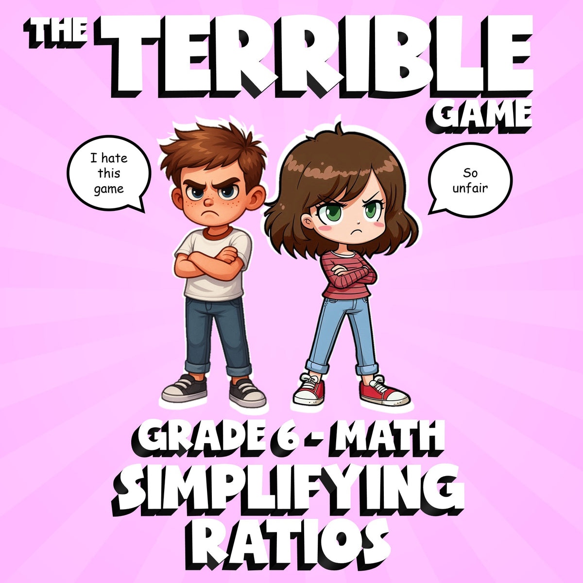 Simplifying Ratios THE TERRIBLE GAME - No Prep Grade 6 Math Review Activity