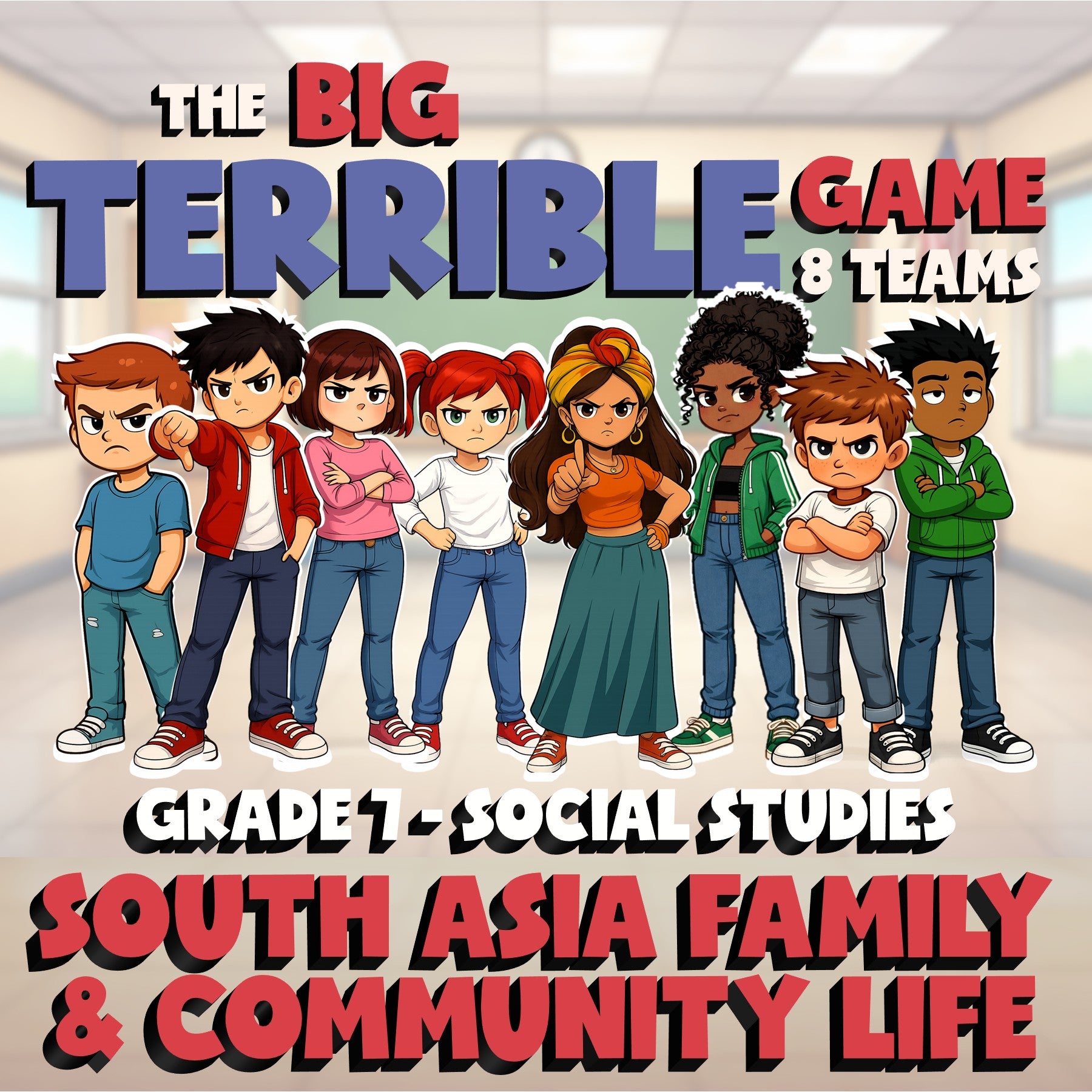 South Asia Family & Community Life BIG TERRIBLE GAME - Grade 7 Socials Review