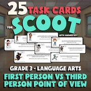 First Person vs Third Person Point of View SCOOT TASK CARDS ELA Game - Grade 3