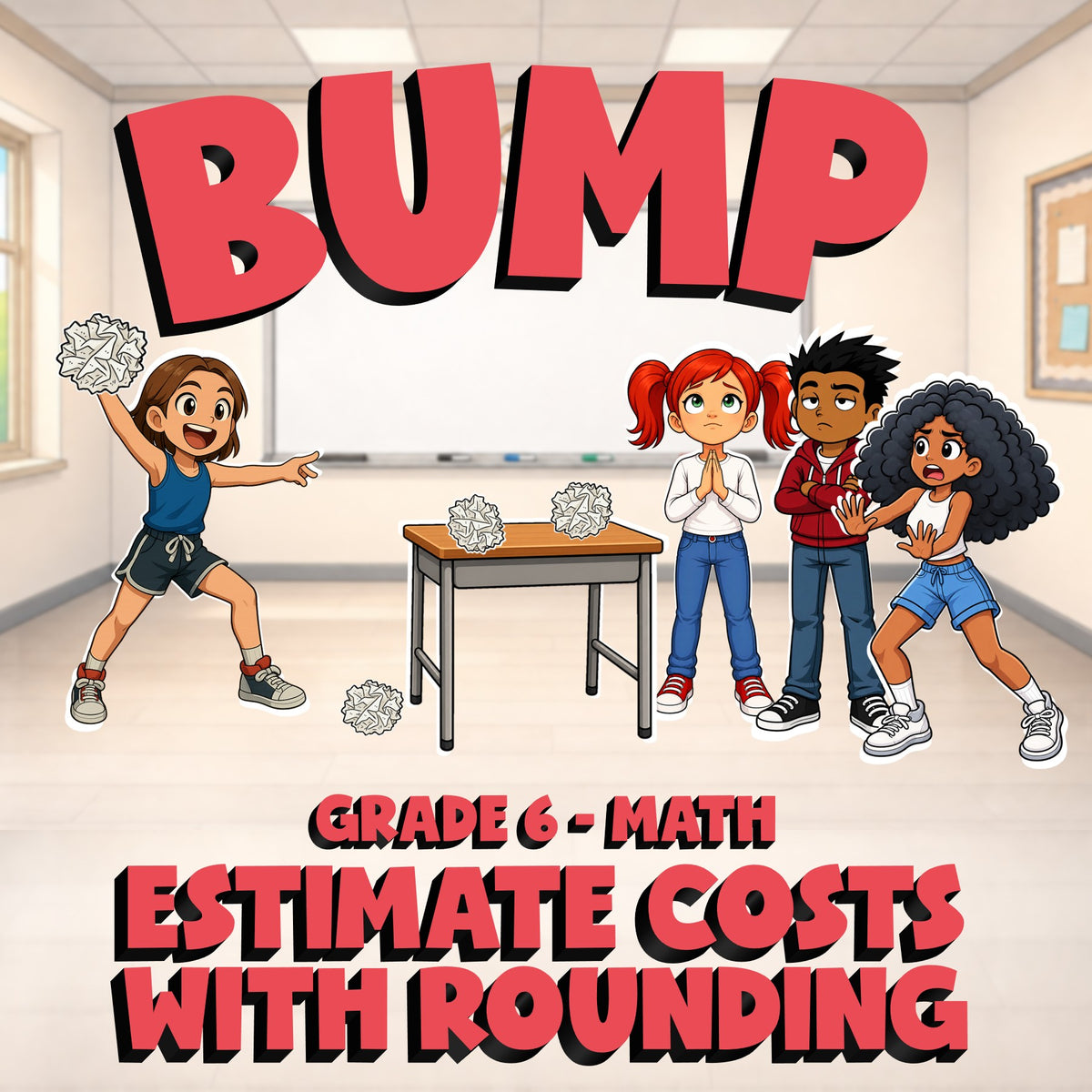Estimate Costs with Rounding BUMP Math Game - No Prep Grade 6 Review Activity