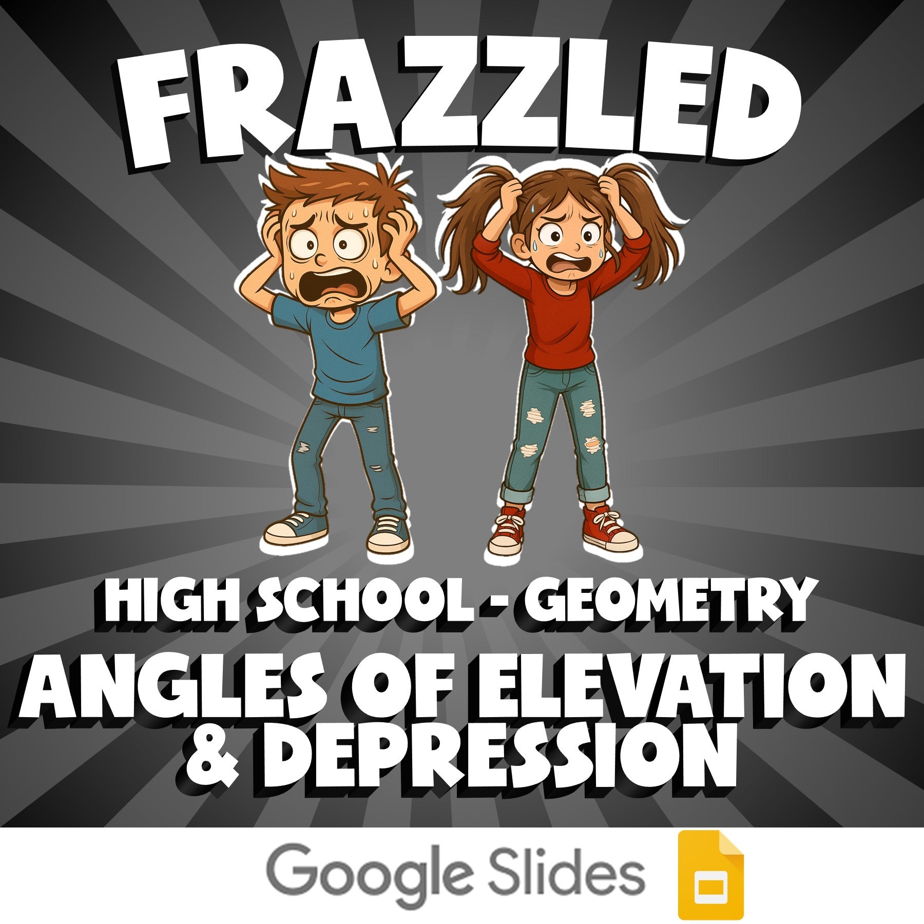 Angles of Elevation & Depression FRAZZLED Math Game - No Prep Geometry Review