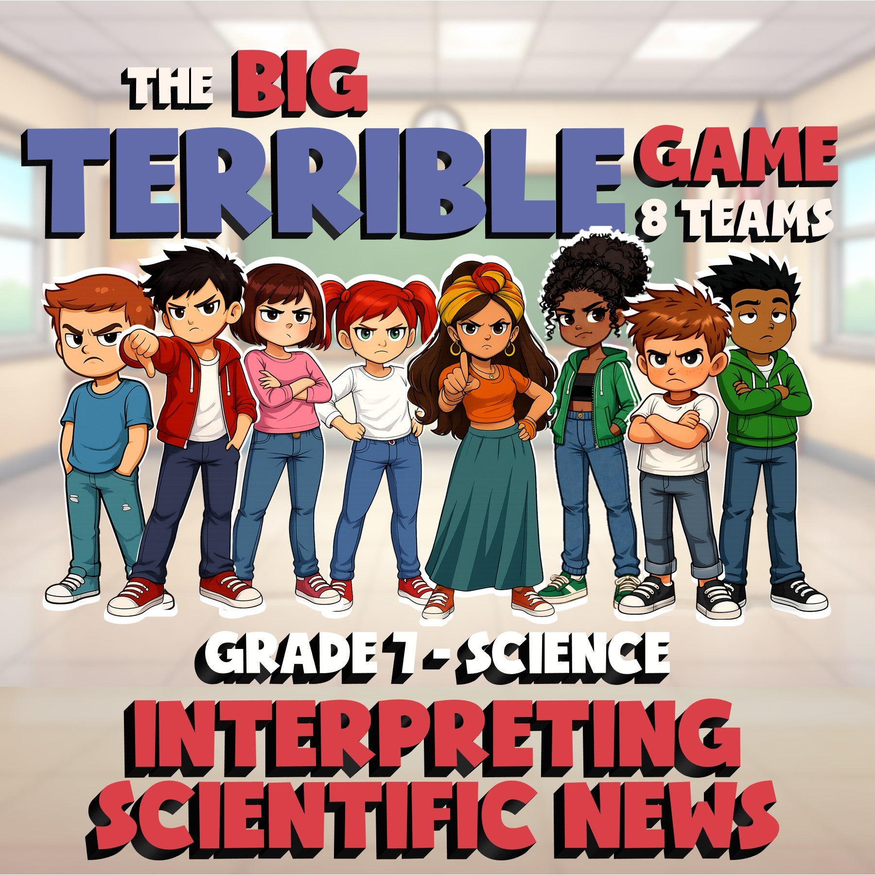 Interpreting Scientific News BIG TERRIBLE GAME - No Prep Grade 7 Science Review