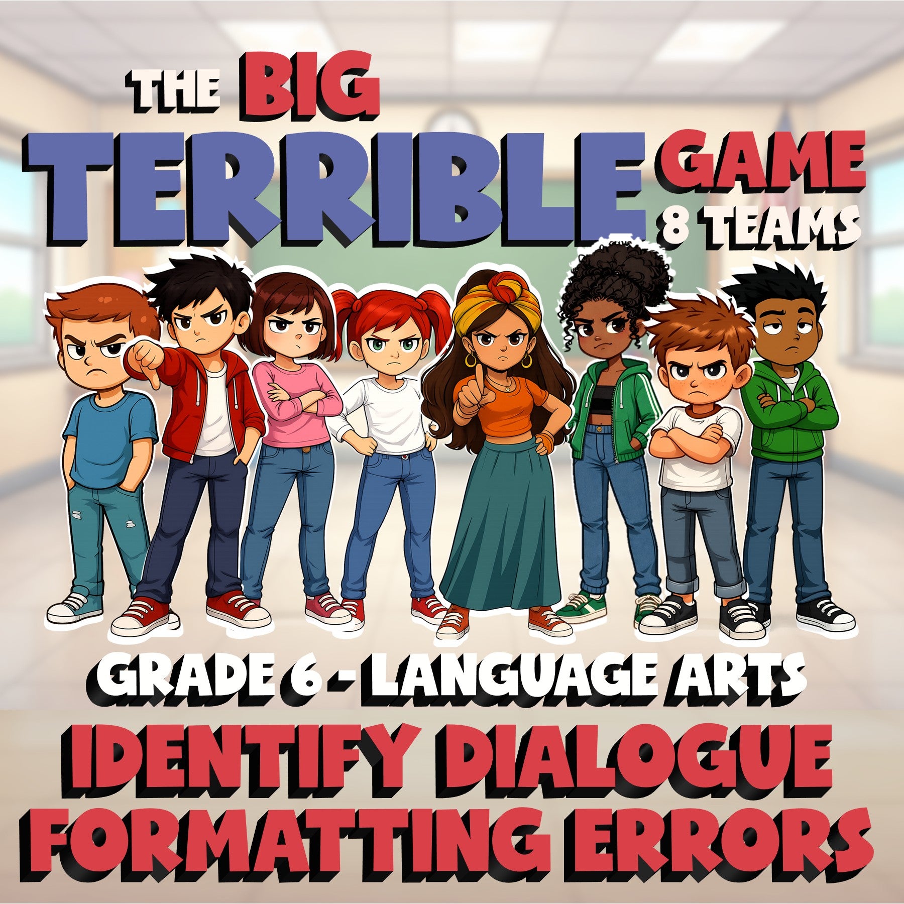 Identify Dialogue Formatting Errors BIG TERRIBLE GAME - Grade 6 ELA Review