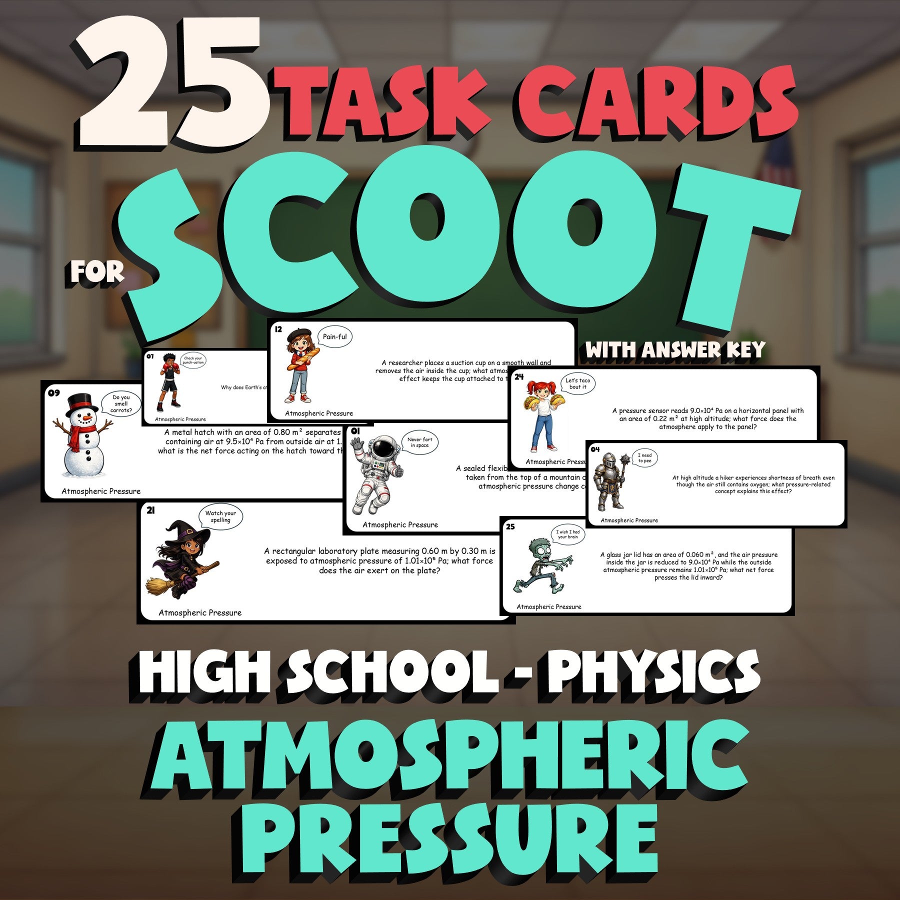 Atmospheric Pressure SCOOT TASK CARDS Science Game - No Prep Physics Review