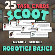 Robotics Basics SCOOT TASK CARDS Science Game - No Prep Grade 7 Review Activity