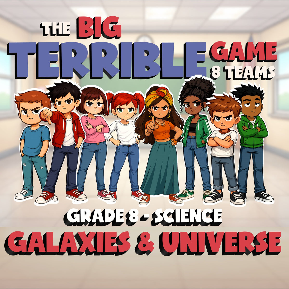 Galaxies & Universe BIG TERRIBLE GAME - No Prep Grade 8 Science Review Activity