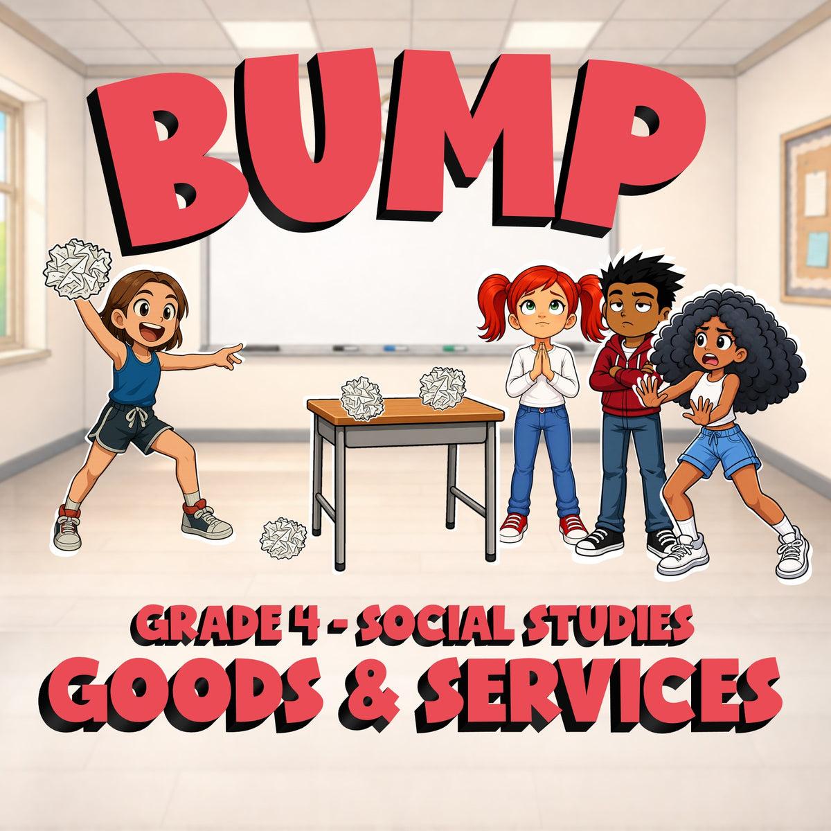 Goods & Services BUMP Socials Game - No Prep Grade 4 Review Activity
