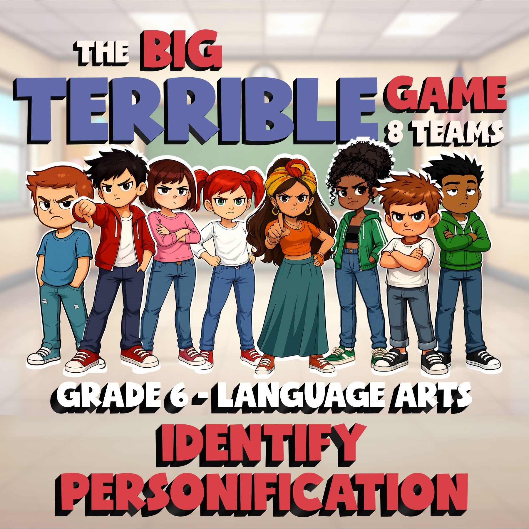 Identify Personification BIG TERRIBLE GAME - No Prep Grade 6 ELA Review Activity