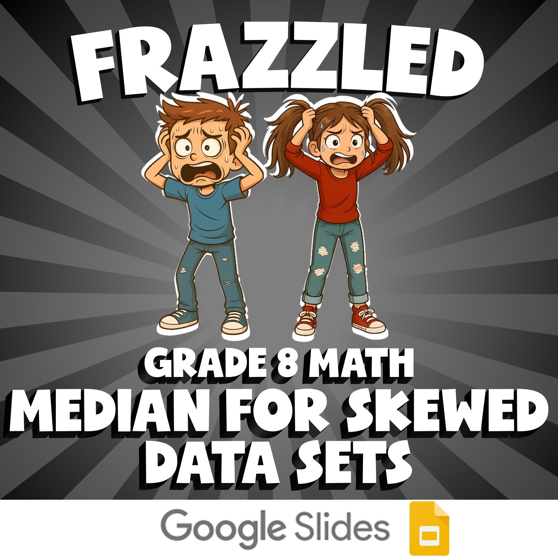 Median for Skewed Data Sets FRAZZLED Math Game - No Prep Grade 8 Review Activity