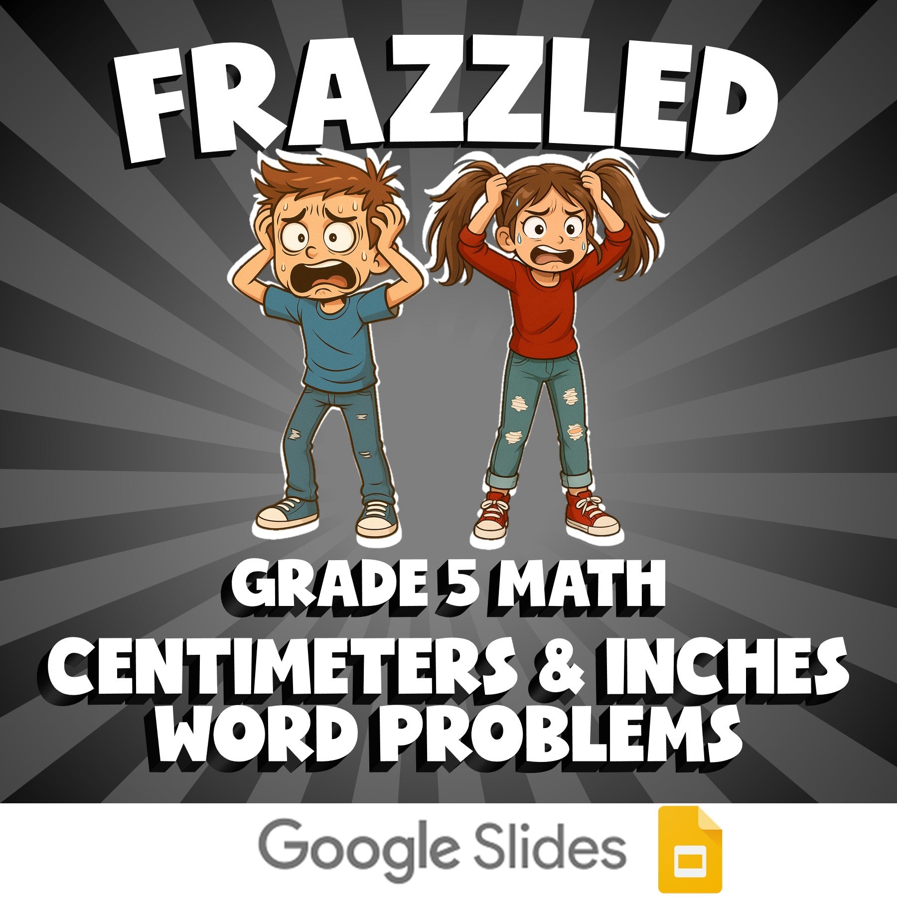 Centimeters & Inches Word Problems FRAZZLED Math Game - No Prep Grade 5 Review