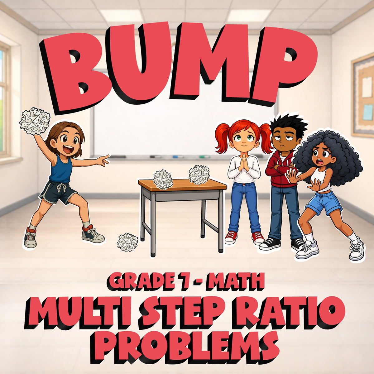 Multi Step Ratio Problems BUMP Math Game - No Prep Grade 7 Review Activity