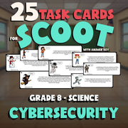 Cybersecurity SCOOT TASK CARDS Science Game - No Prep Grade 8 Review Activity