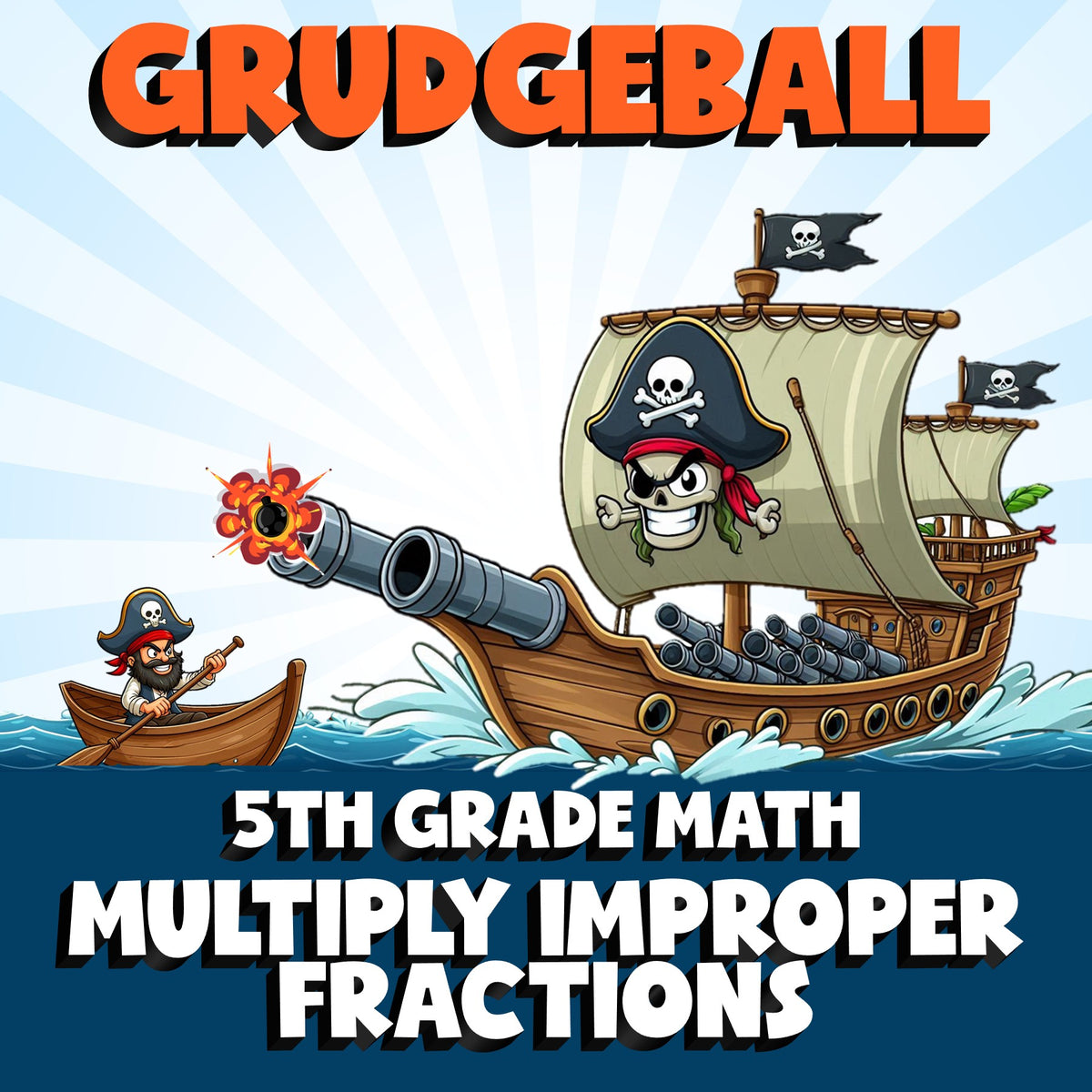 Multiply Improper Fractions GRUDGEBALL Math Game - No Prep Grade 5 Review