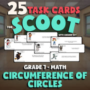 Circumference of Circles SCOOT TASK CARDS Math Game - No Prep Grade 7 Review