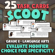 Evaluate Modifier Choice for Specificity SCOOT TASK CARDS ELA Game - Grade 11