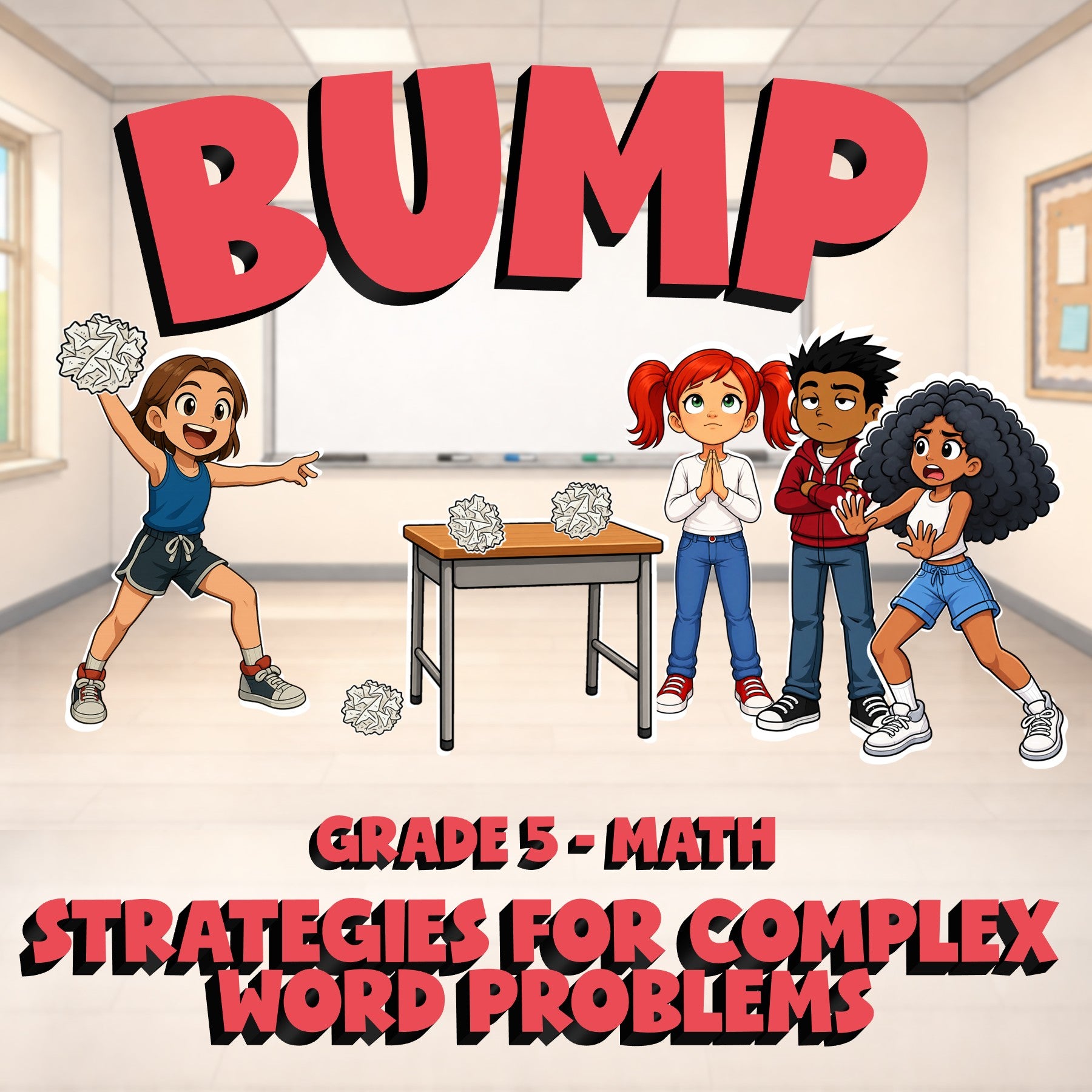 Strategies for Complex Word Problems BUMP Math Game - No Prep Grade 5 Review