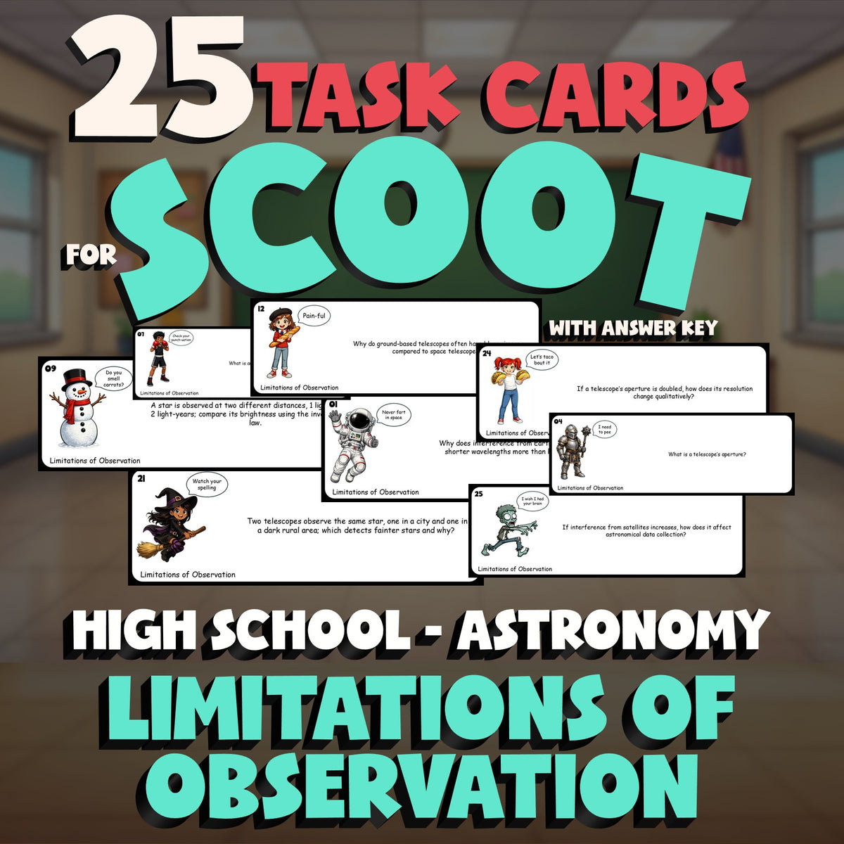 Limitations of Observation SCOOT TASK CARDS Science Game - No Prep Astronomy
