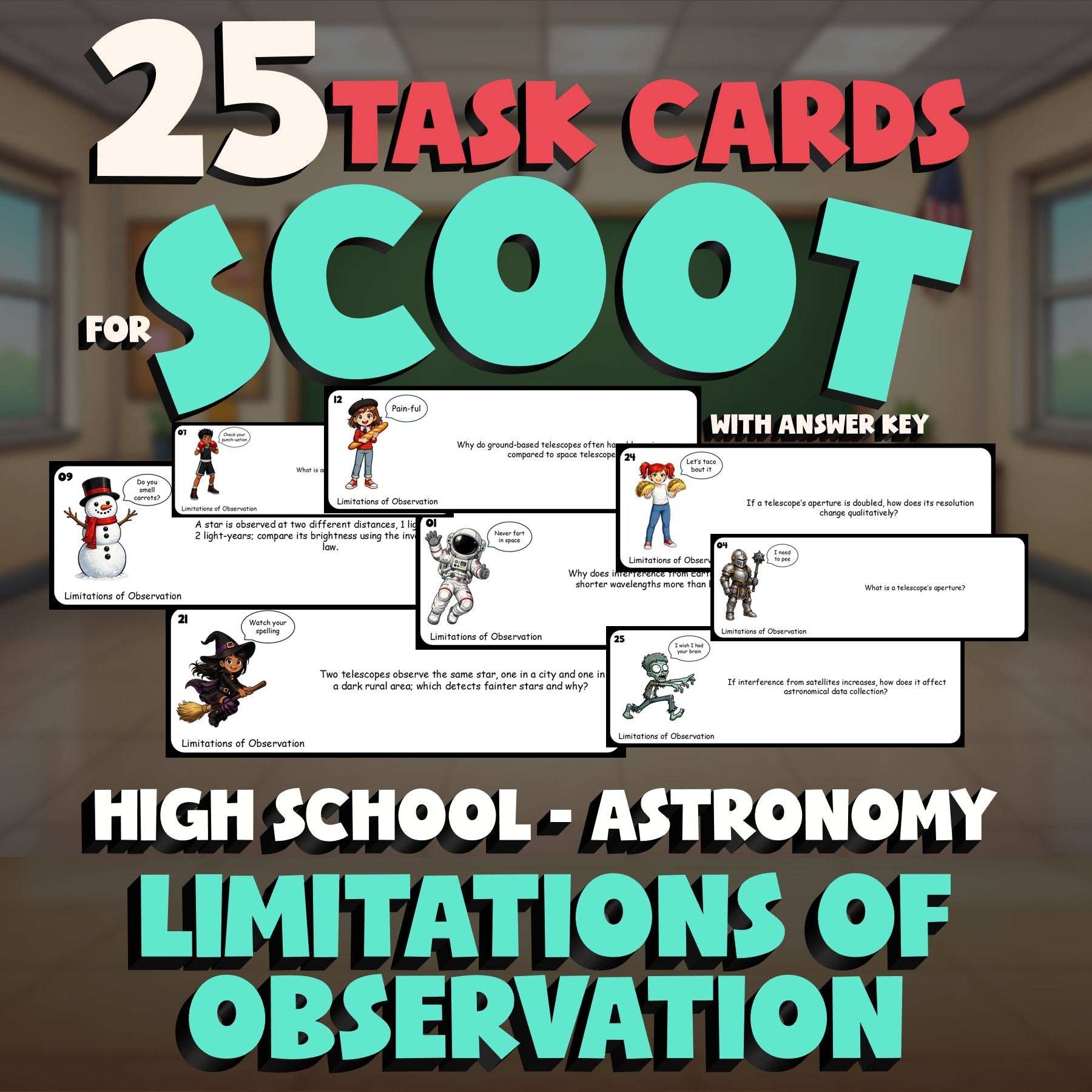 Limitations of Observation SCOOT TASK CARDS Science Game - No Prep Astronomy