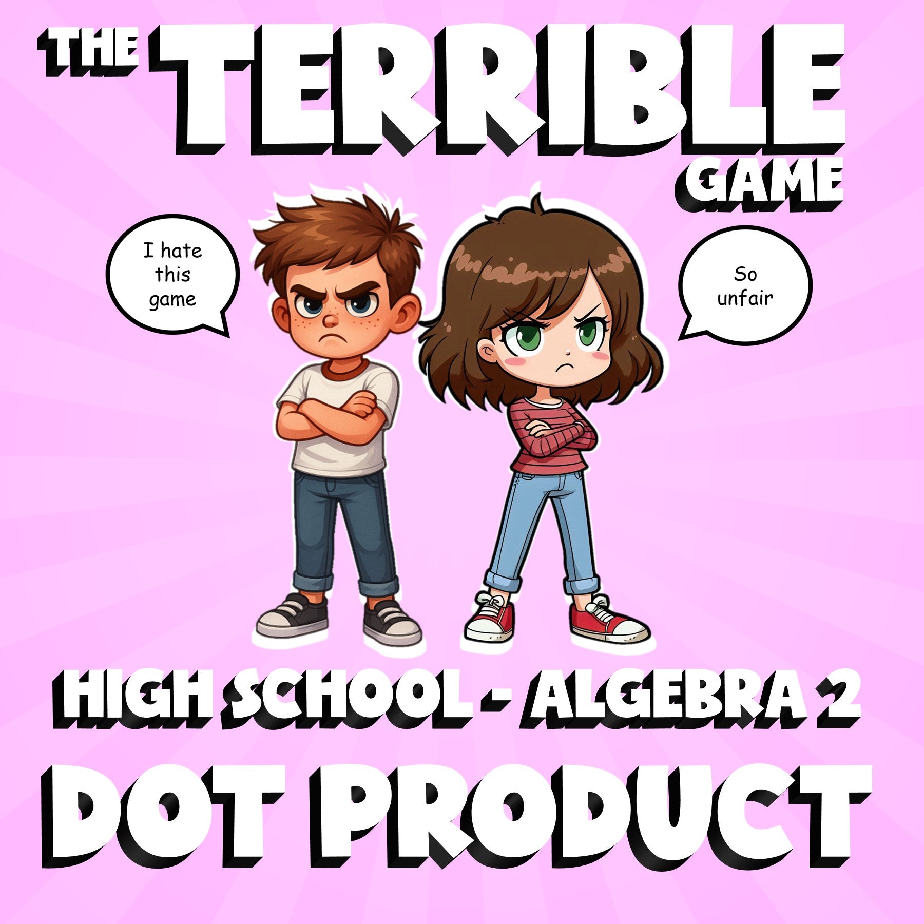 Dot Product THE TERRIBLE GAME - No Prep Algebra 2 Math Review Activity
