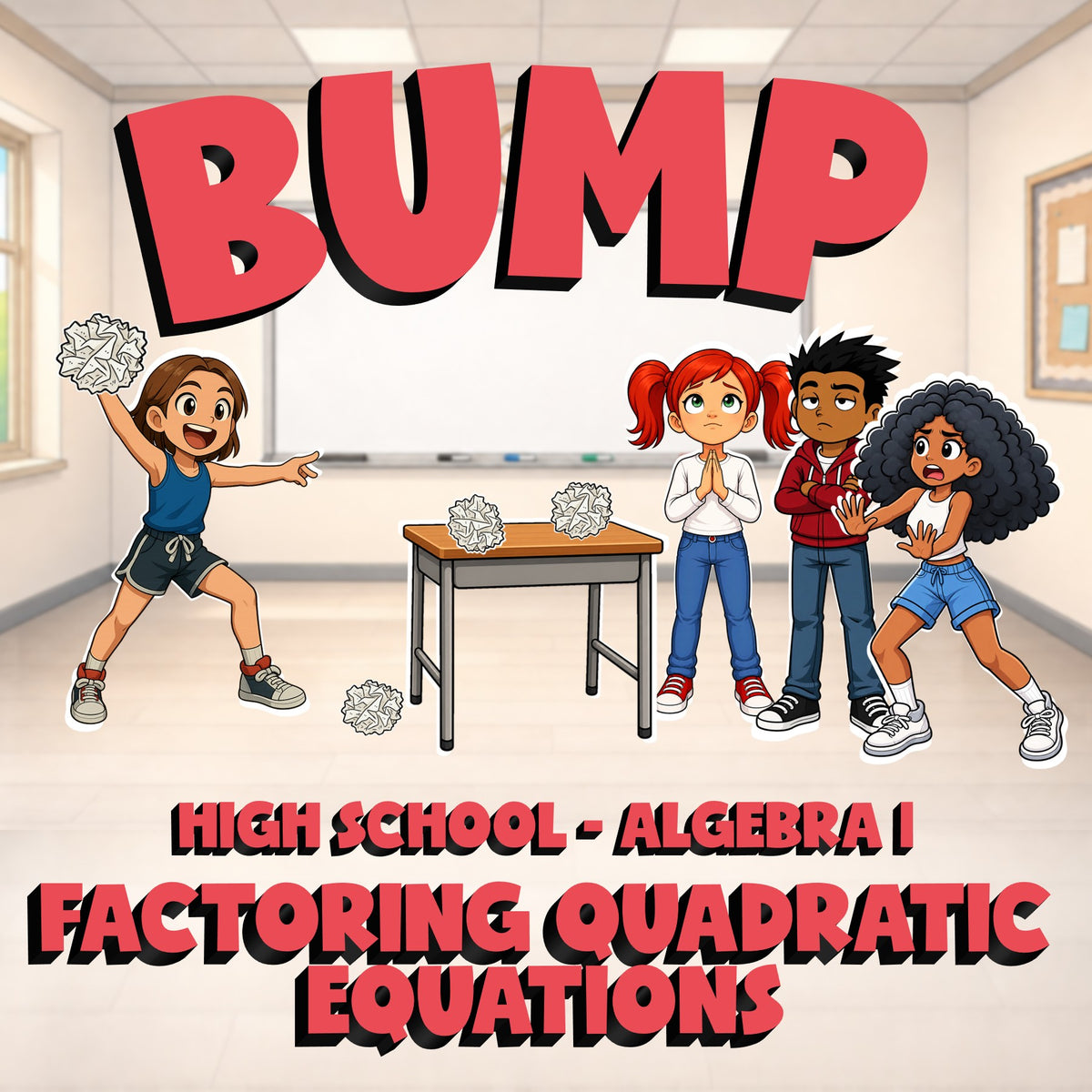 Factoring Quadratic Equations BUMP Math Game - No Prep Algebra 1 Review Activity