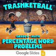 Percentage Word Problems TRASHKETBALL Math Game - No Prep Grade 6 Review