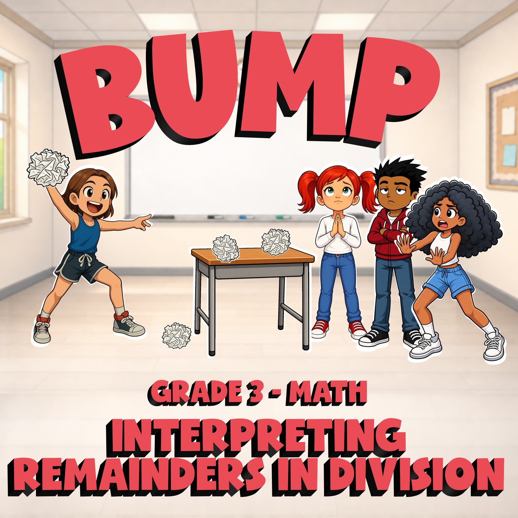 Interpreting Remainders in Division BUMP Math Game - No Prep Grade 3 Review