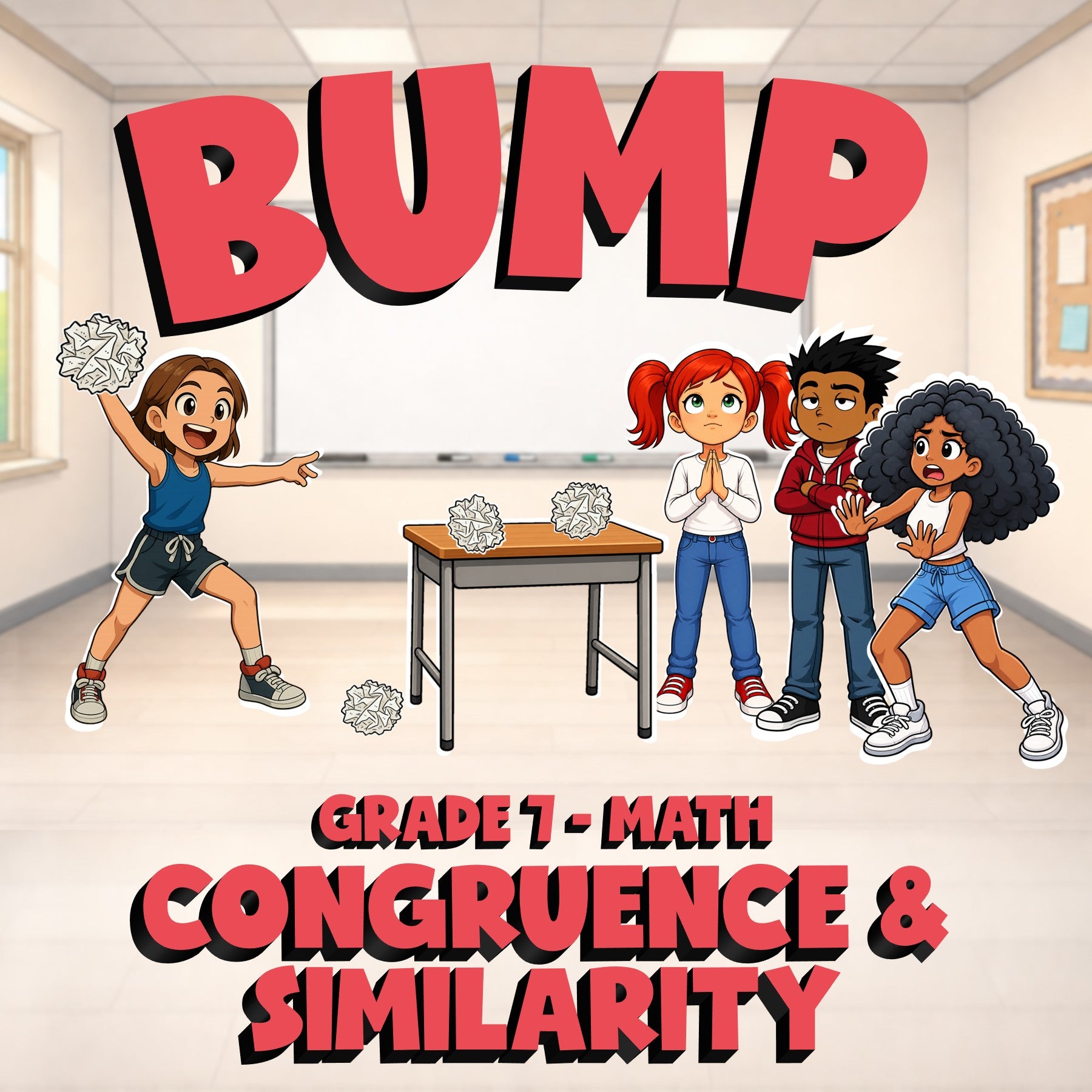 Congruence & Similarity BUMP Math Game - No Prep Grade 7 Review Activity