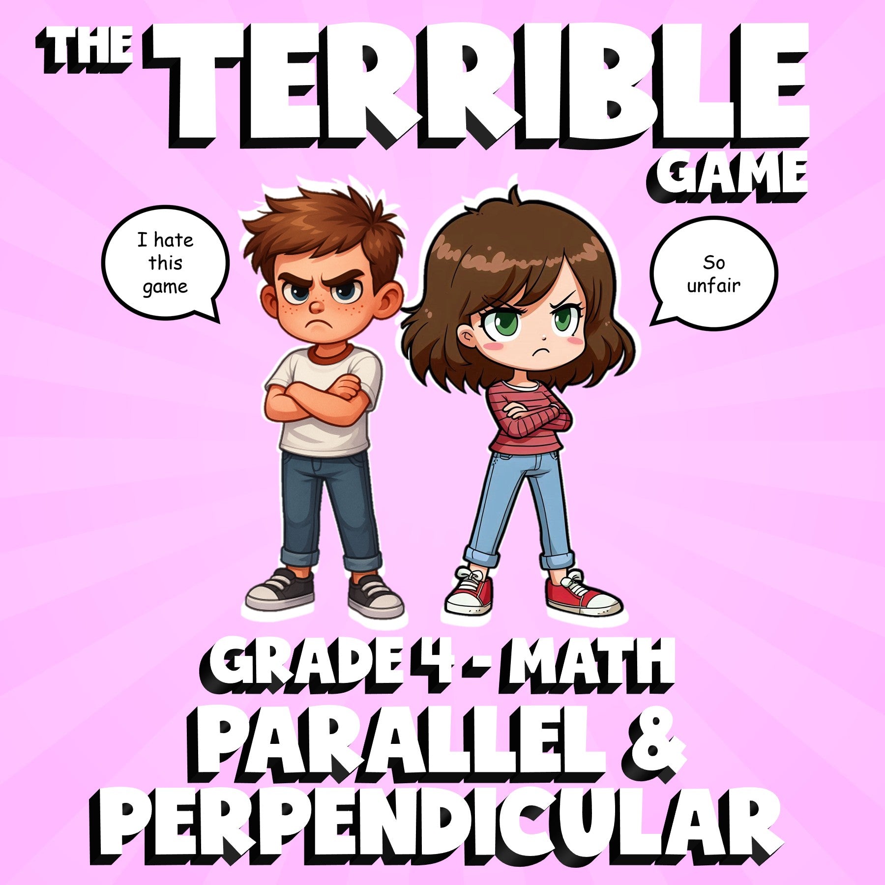 Parallel & Perpendicular THE TERRIBLE GAME - No Prep Grade 4 Math Review