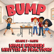 Whole Numbers Written as Fractions BUMP Math Game - No Prep Grade 3 Review