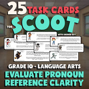 Evaluate Pronoun Reference Clarity SCOOT TASK CARDS ELA Game - No Prep Grade 10