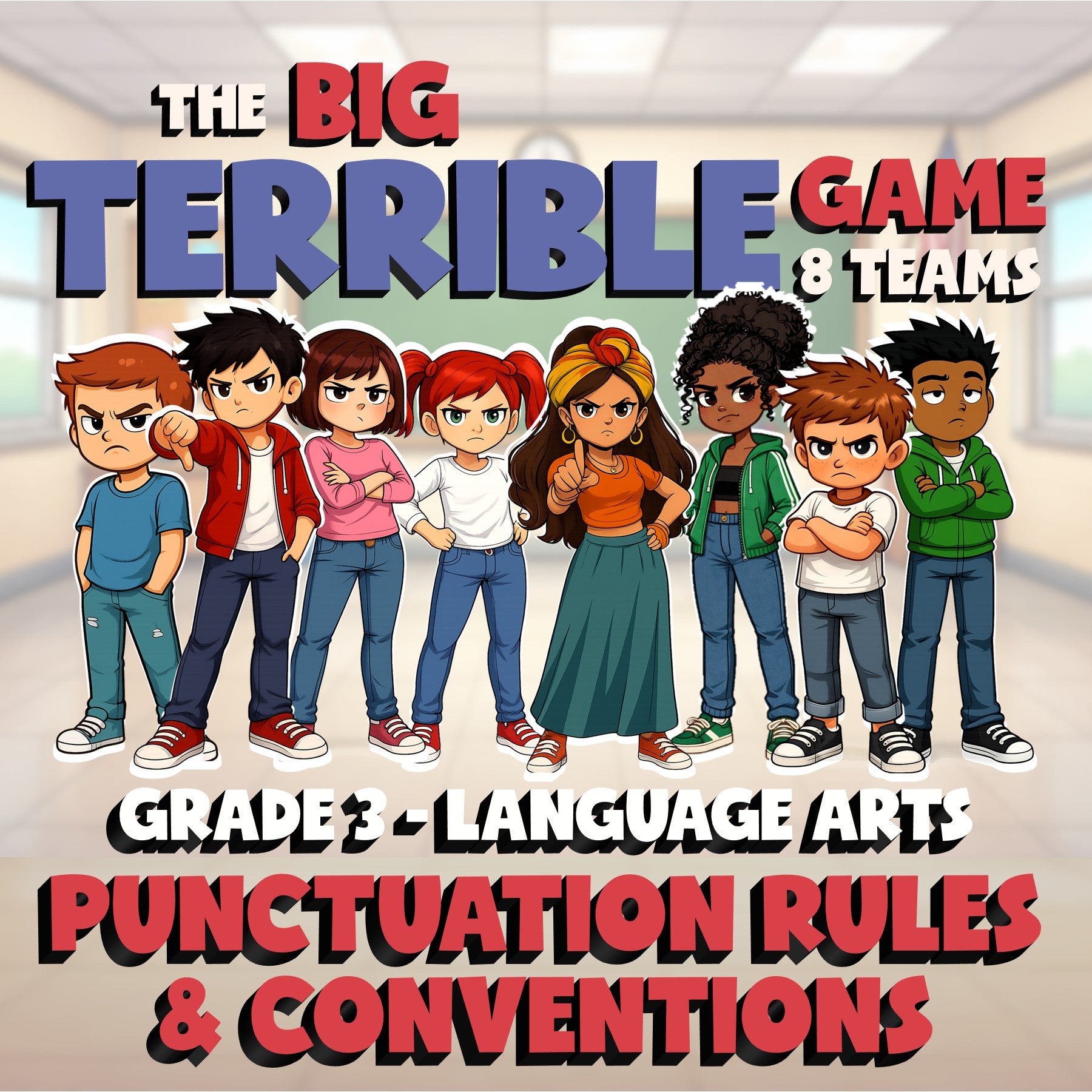 Punctuation Rules & Conventions BIG TERRIBLE GAME - No Prep Grade 3 ELA Review