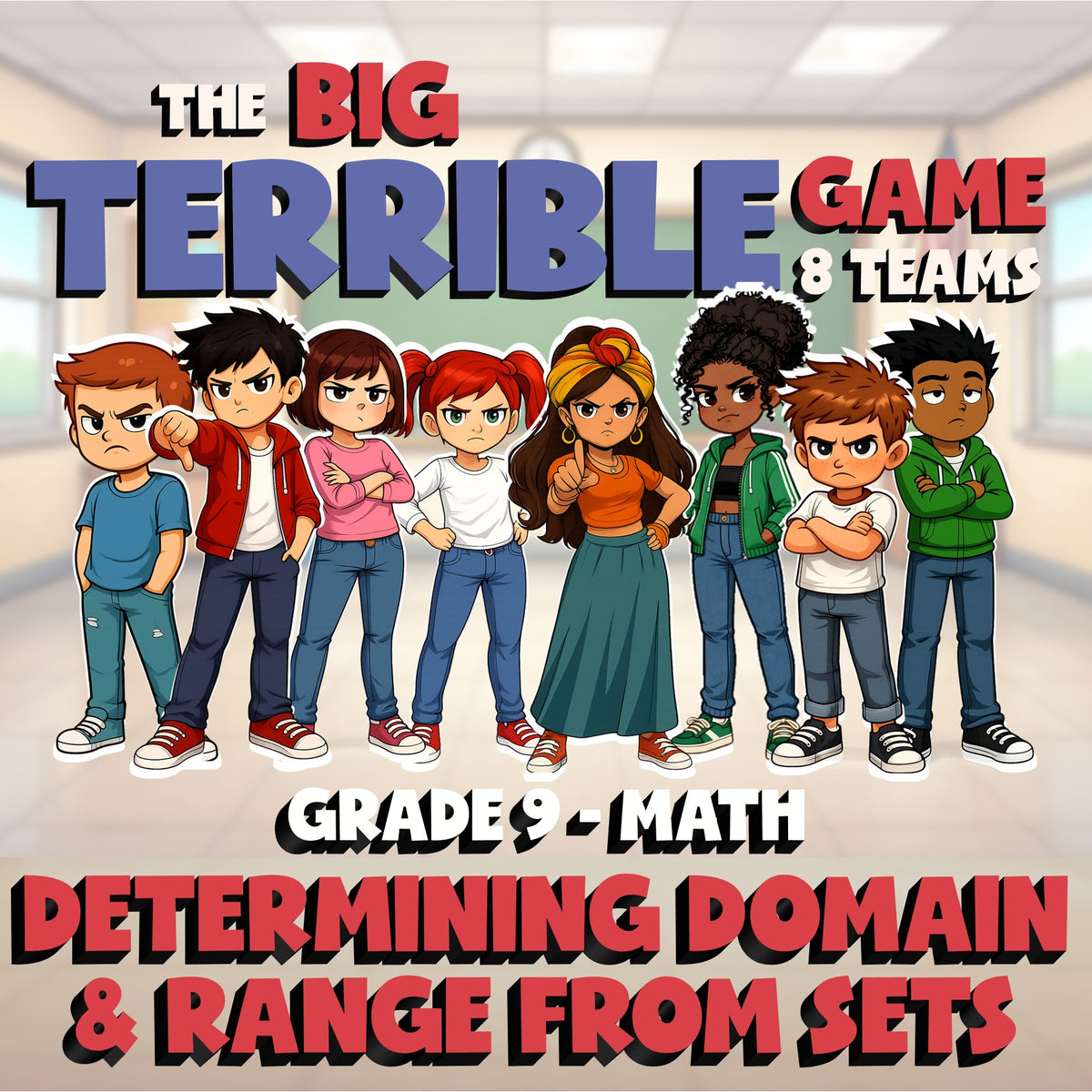 Determining Domain & Range from Sets BIG TERRIBLE GAME - Grade 9 Math Review
