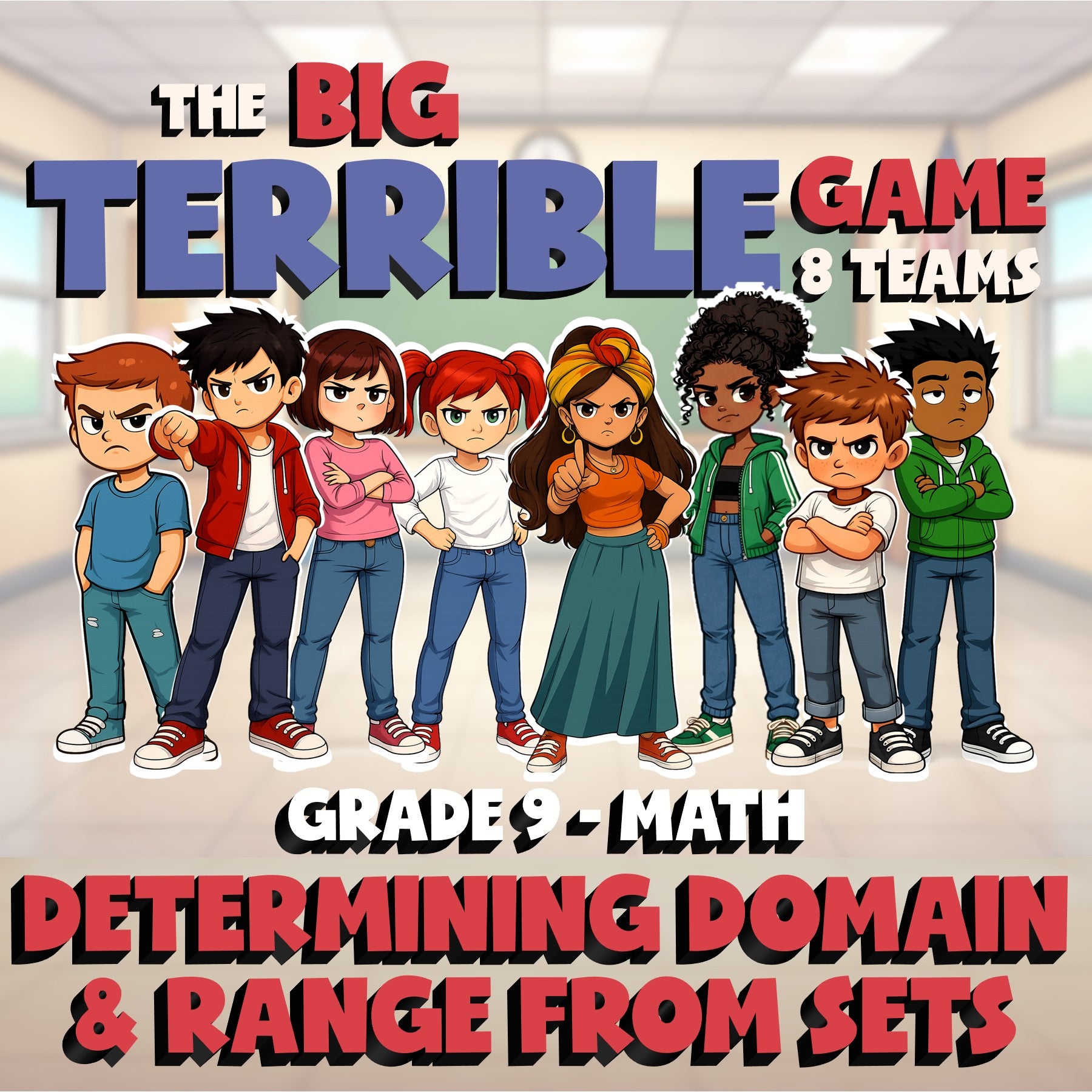 Determining Domain & Range from Sets BIG TERRIBLE GAME - Grade 9 Math Review