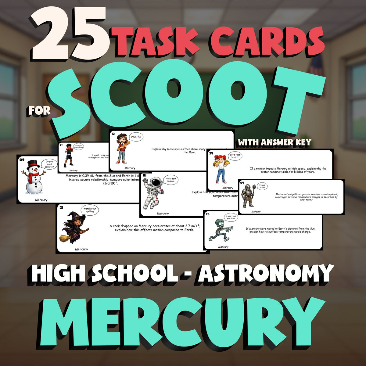 Mercury SCOOT TASK CARDS Science Game - No Prep Astronomy Review Activity