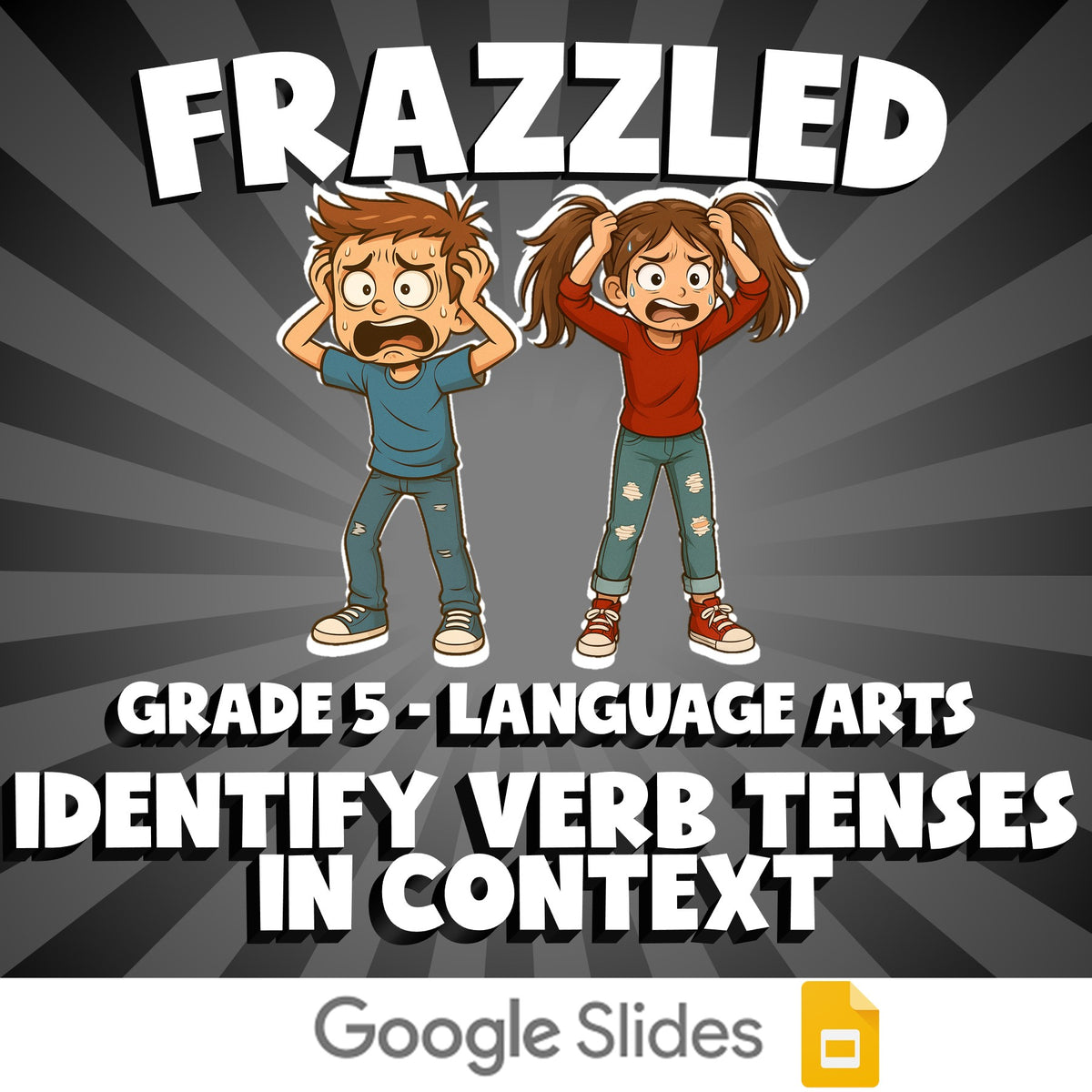 Identify Verb Tenses in Context FRAZZLED ELA Game - No Prep Grade 5 Review
