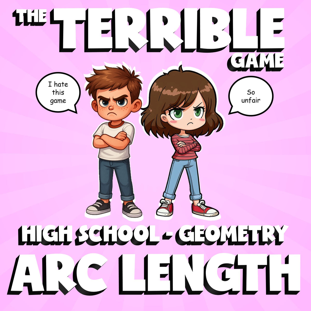 Arc Length THE TERRIBLE GAME - No Prep Geometry Math Review Activity