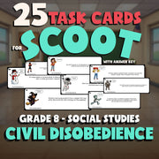 Civil Disobedience SCOOT TASK CARDS Socials Game - No Prep Grade 8 Review