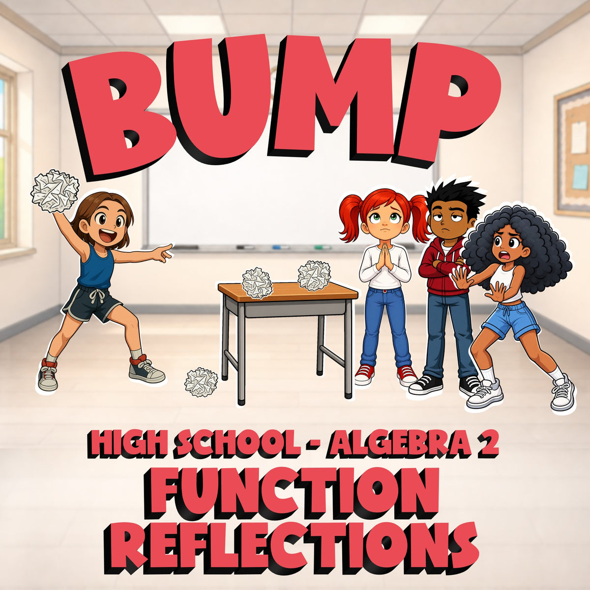 Function Reflections BUMP Math Game - No Prep Algebra 2 Review Activity