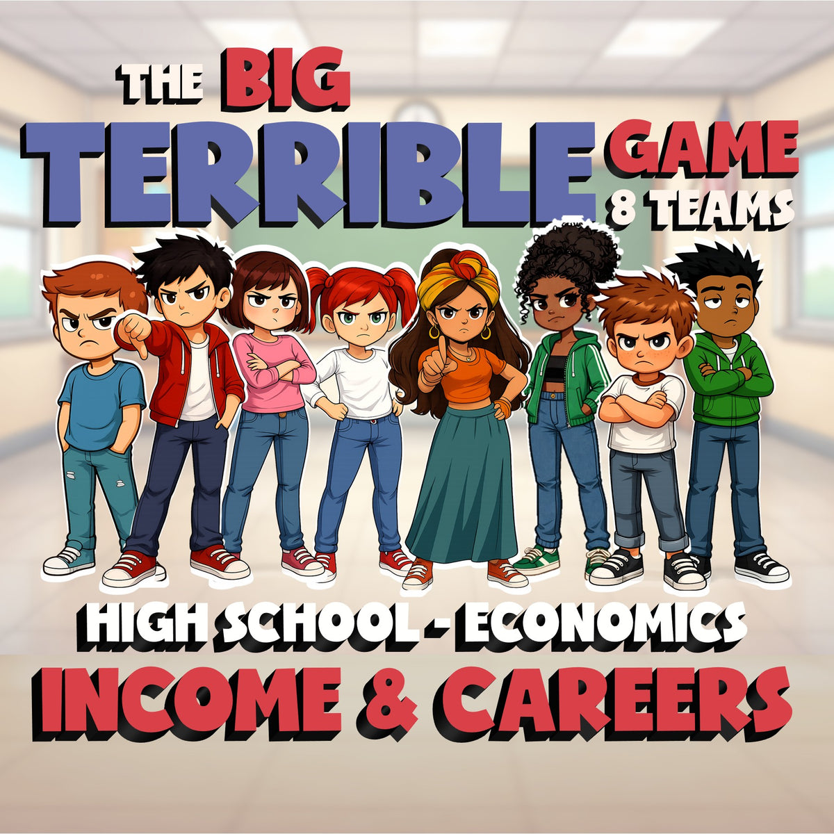 Income & Careers BIG TERRIBLE GAME - No Prep Economics Review Activity
