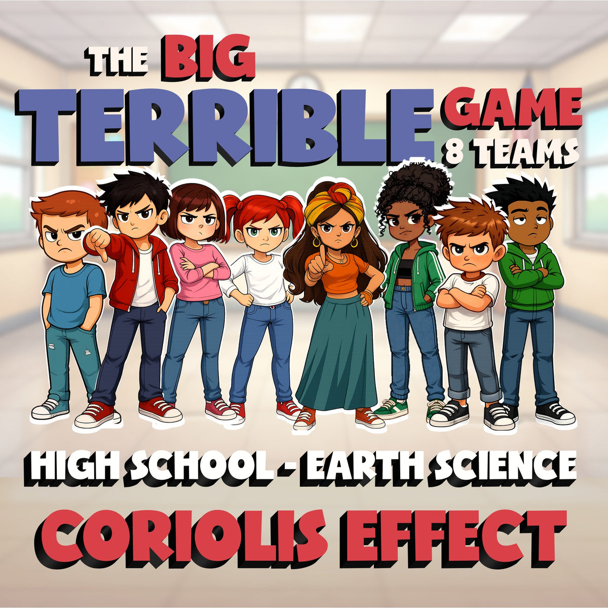 Coriolis Effect BIG TERRIBLE GAME - No Prep Earth Science Review Activity